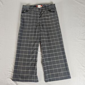Anthropologie Women's Cartonnier Gray Windowpane Plaid Wide Leg Cropped 6 Pants